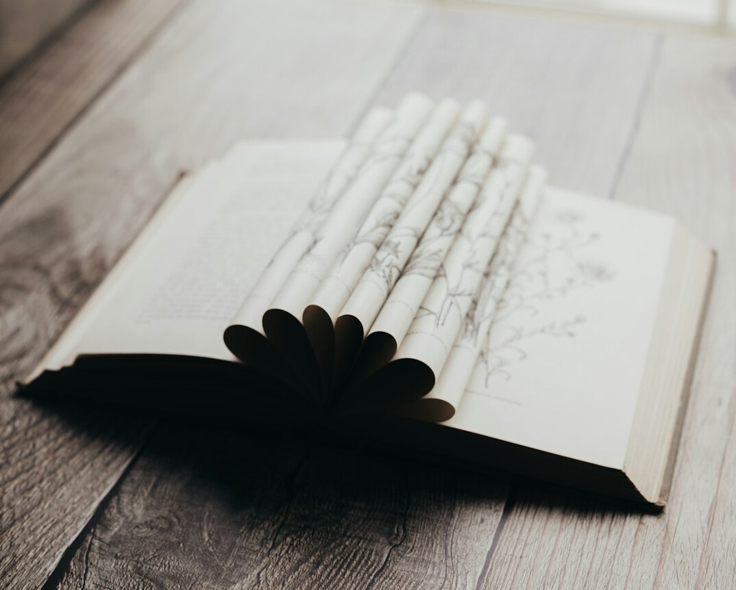 Open book with pages fanned out
